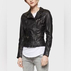 Oakwood Women’s Leather Biker Jacket in black